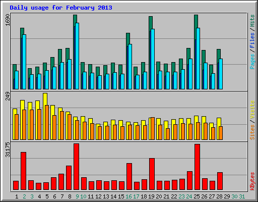 Daily usage for February 2013