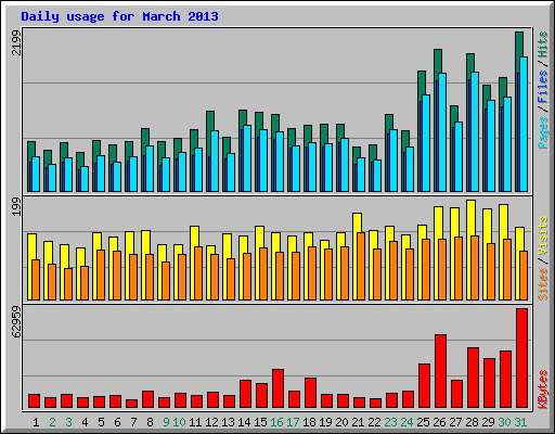 Daily usage for March 2013