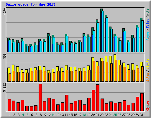 Daily usage for May 2013