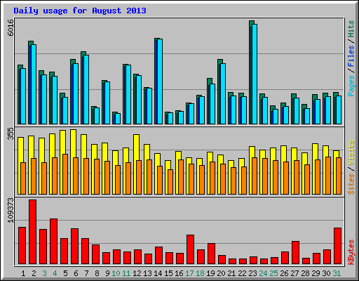 Daily usage for August 2013