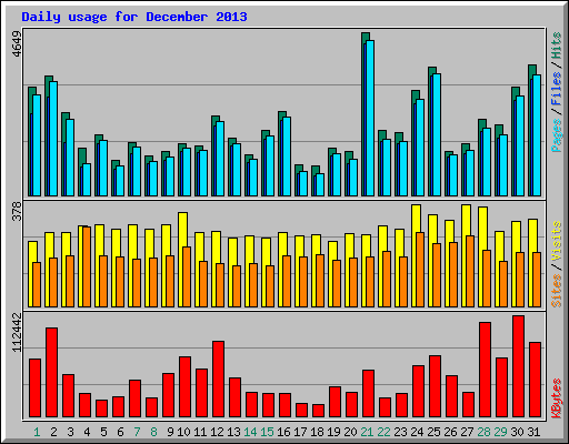 Daily usage for December 2013