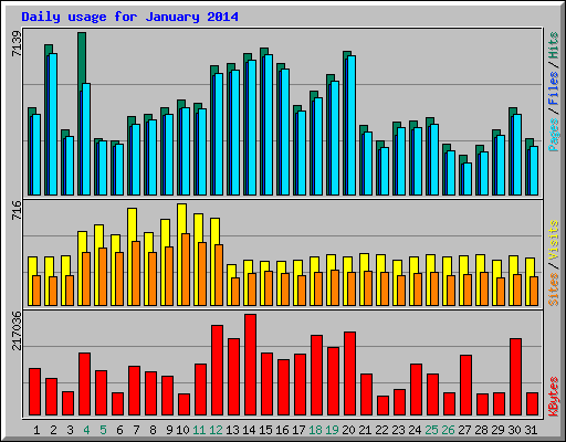 Daily usage for January 2014