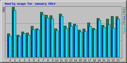 Hourly usage for January 2014