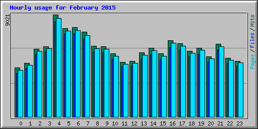 Hourly usage for February 2015