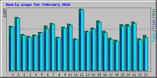 Hourly usage for February 2016